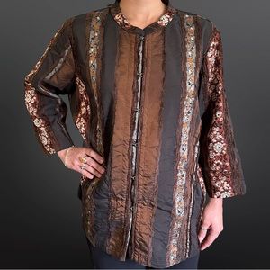 Mixed fabrics cottagecore blouse - Citron [H3R]